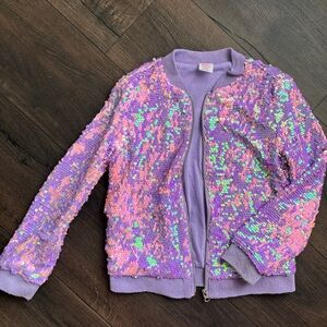 Wonder Nation purple/pink sequin zip up jacket size 7-8